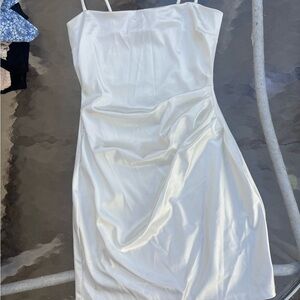 Windsor White Satin Spaghetti Strap Mini Dress